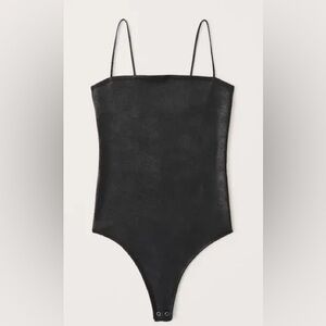 Abercrombie & Fitch Faux Leather Black Thong Bodysuit Size XS